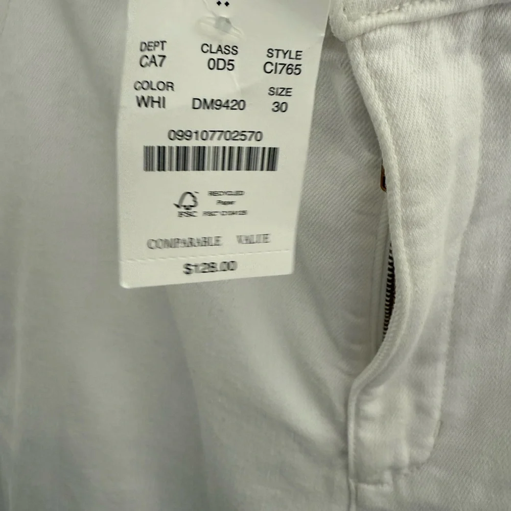 J. Crew White Drapey Denim Trousers Size 30 White Cotton Blend NWT - Picture 5 of 5